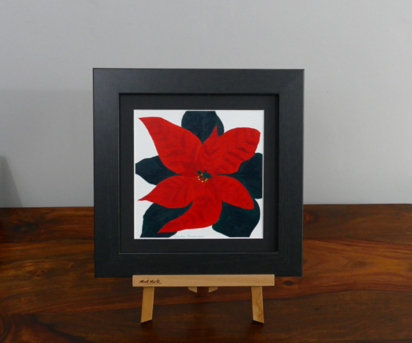 Poinsettia acrylic painting, available to purchase