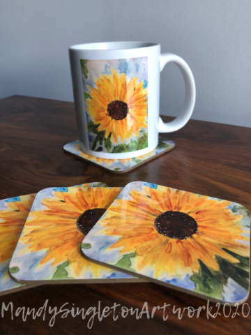 Sunflower Mug and Coasters