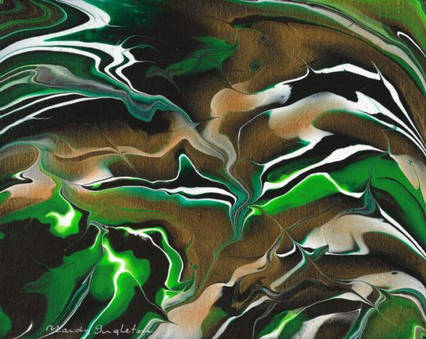 Green Depths Fluid Art Painting
