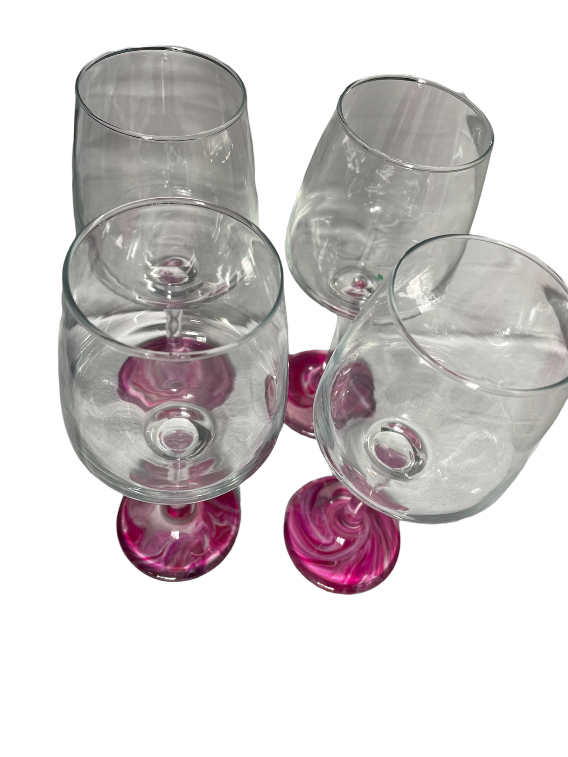 Set of hand painted wine glasses in pinks