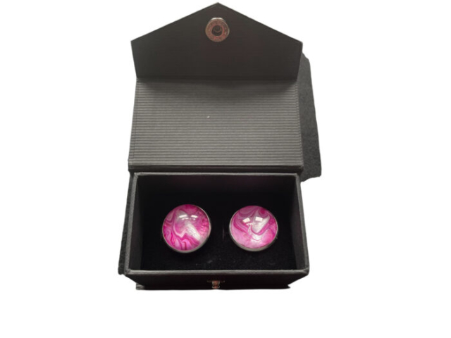 Hand painted cufflinks in pinks