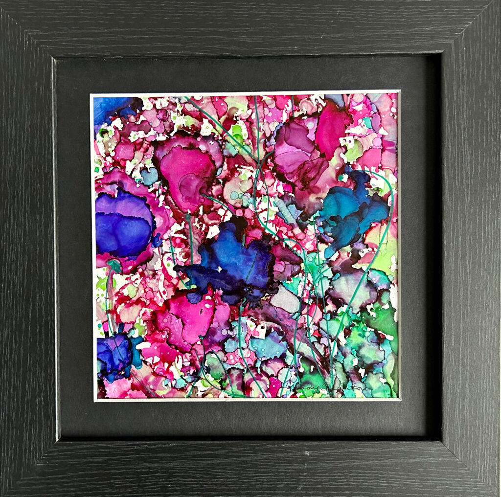 Purple Flowers in alcohol ink