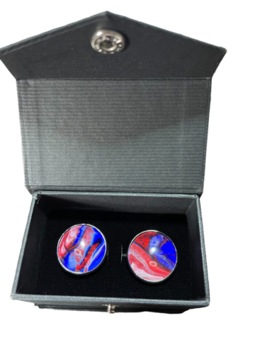 Hand painted Red White and Blue Cufflinks