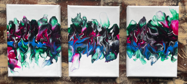 Fluid art triptych